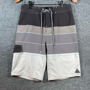 Trinity Board Shorts Men's 28 Gray Colorblock Casual Unlined Drawstring Swimwear